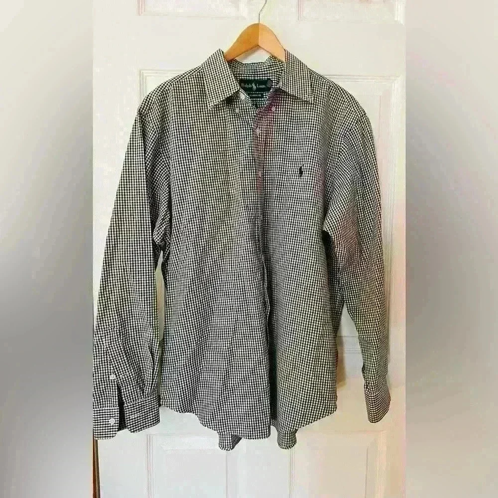 SOLD!! U.S. Polo Assn. Mens Gingham Long Sleeve Button-Down Woven Shirt, Large - Picture 3 of 6
